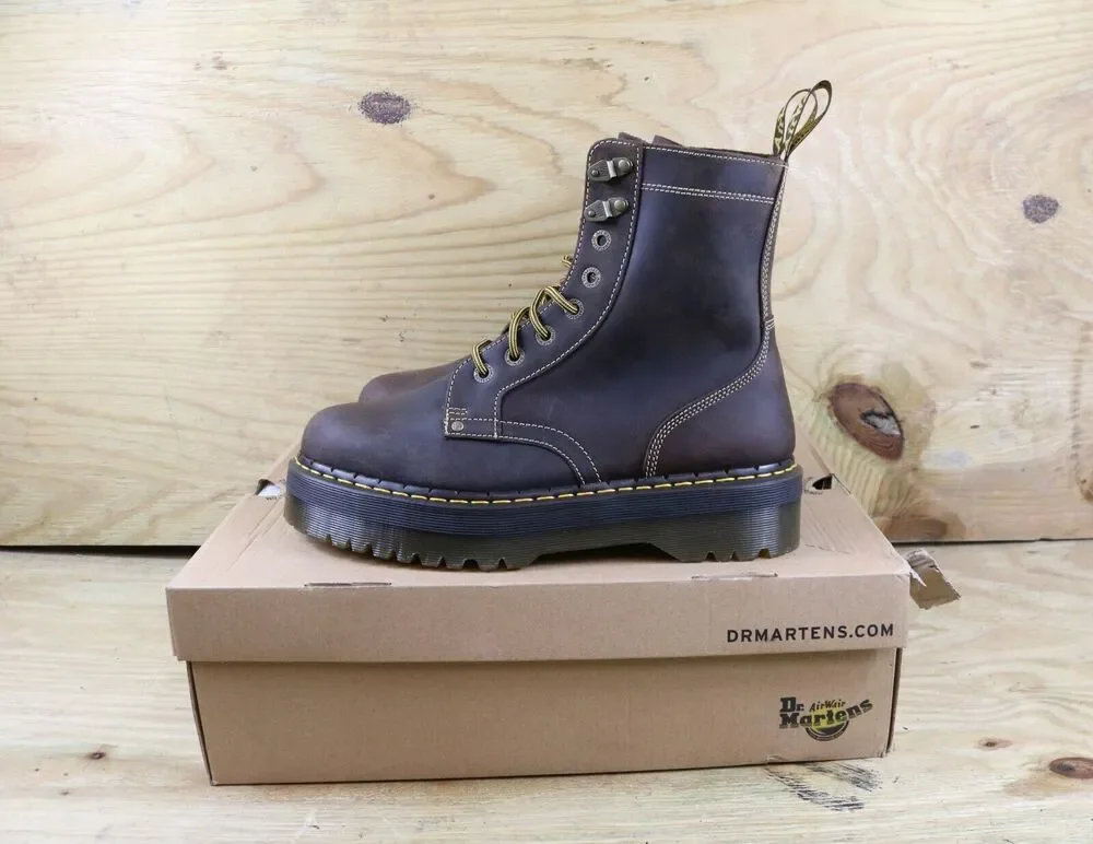 New Doc Martens Boots Mens 12 Brown Leather Jadon Arc Horse Crazy Combat